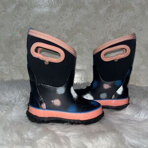 Bogs Kids' Black and Pink Rain Boots